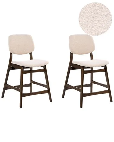 Sett med 2 barstoler ELAINE Bouclé Brun/lys beige v:5347712