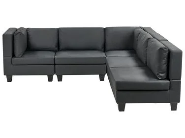 Modulær hjørnesofa 5-seters UNSTAD Kunstskinn Svart Venstrevendt v:6565205 Modulær hjørnesofa 5-seters UNSTAD Kunstskinn Svart Venstrevendt v:6565205