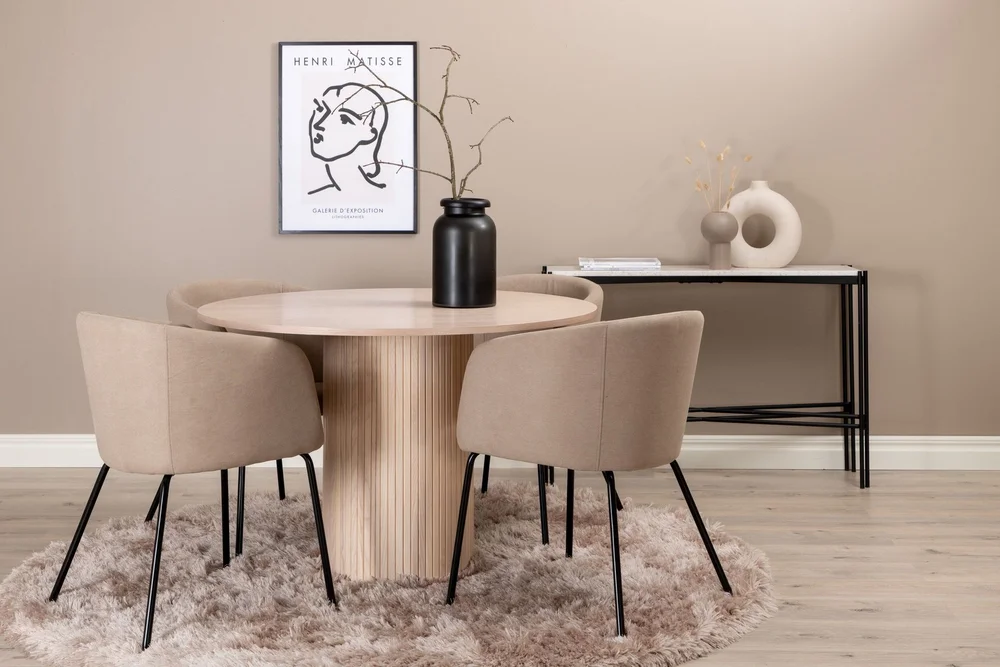 Biana Spisegruppe 110 cm Rund inkl. 4 Berita Stoler v:6090832