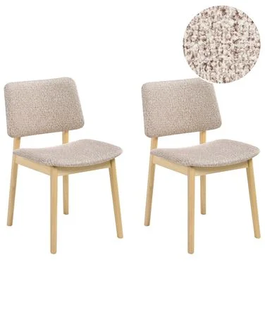 Sett med 2 spisestoler BLANE Bouclé Lysebrun/taupe v:8725353 Sett med 2 spisestoler BLANE Bouclé Lysebrun/taupe v:8725353