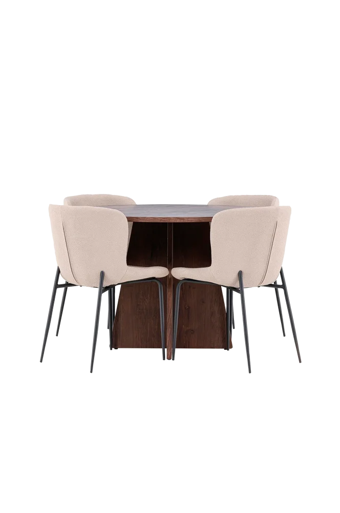 Bootcut spisebord med Modesto spisestol - Beige m v:5812025