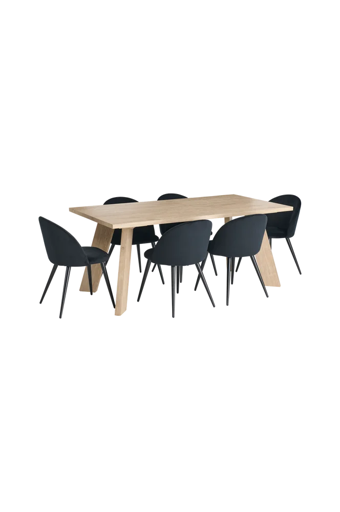 Country spisegruppe med 1 bord + 6 stoler – Hvit m v:2518937