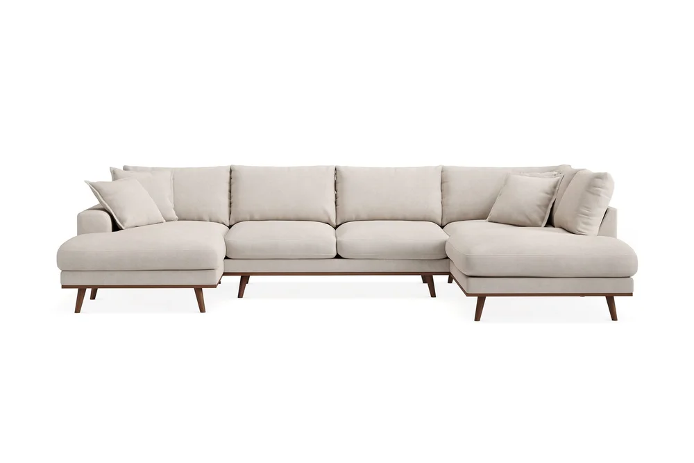 Copenhagen Premium 5-personers Højrevendt U-formet Dyb Sofa med Divan og Chaiselong i Stoff v:1945134