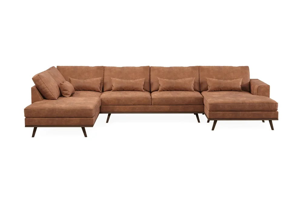 Copenhagen 5-seters Venstrevendt U-formet Sofa med Divan og Sjeselong i Kunstlær v:9782756