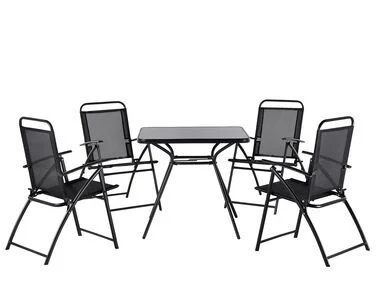 Spisegruppe til uteplassen 4-seters LIVO Metall Svart v:1253806 Spisegruppe til uteplassen 4-seters LIVO Metall Svart v:1253806