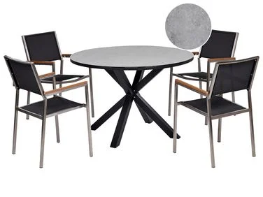 Spisegruppe til uteplassen 4-seters MALETTO/GROSSETO Metall Marmoreffekt Grå/svart v:8560243 Spisegruppe til uteplassen 4-seters MALETTO/GROSSETO Metall Marmoreffekt Grå/svart v:8560243