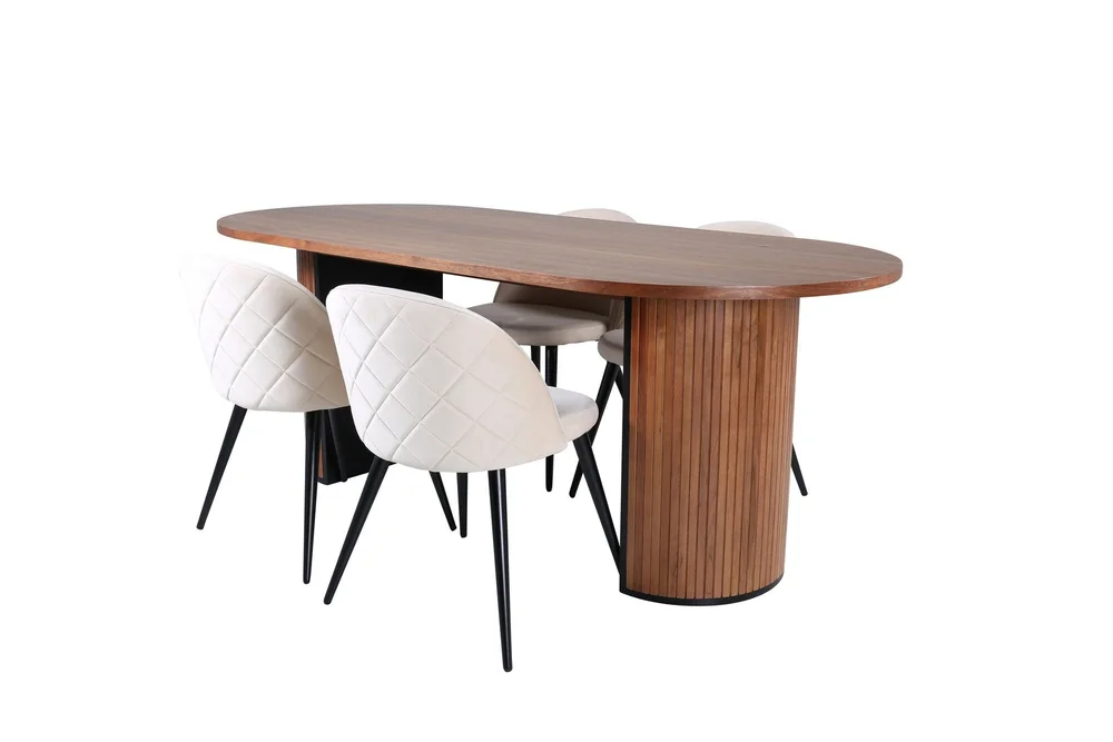 Bianca Spisegruppe 200 cm Oval med 4 Velvet Stoler v:1966672 Bianca Spisegruppe 200 cm Oval med 4 Velvet Stoler v:1966672