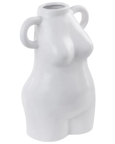 Blomstervase AIGIO 25 cm Keramikk Hvit v:6793286