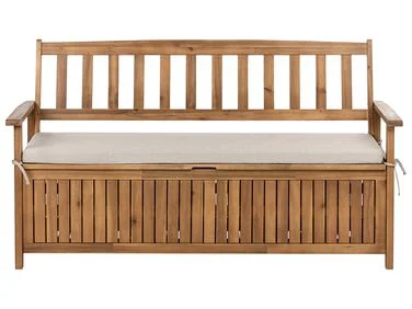 Hagebenk med pute SOVANA 160 cm Med oppbevaring Akasietre Beige v:7323468 Hagebenk med pute SOVANA 160 cm Med oppbevaring Akasietre Beige v:7323468