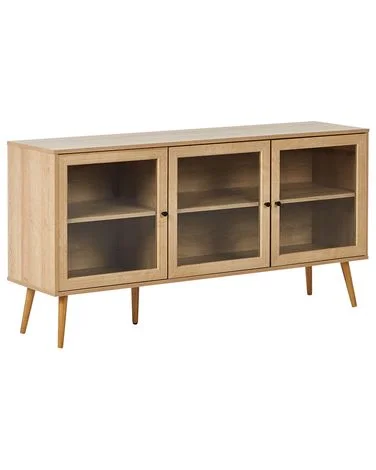 Skjenk med glassdører ALBANY 150 cm Lysebrun v:1564300