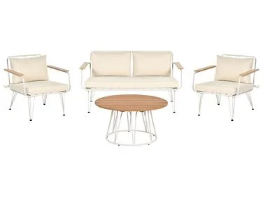 Loungesett til hagen med bord 4-seters MONTESILVANO Metall Lys beige v:6783127