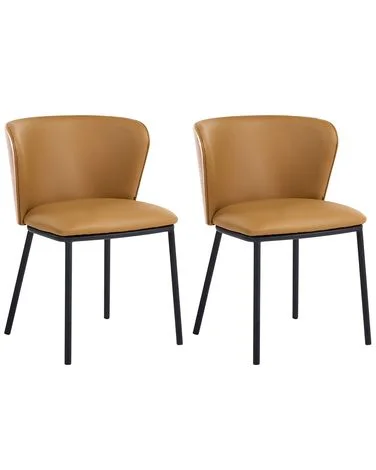 Sett med 2 spisestoler HOSKIN Kunstskinn Brun v:2609979 Sett med 2 spisestoler HOSKIN Kunstskinn Brun v:2609979