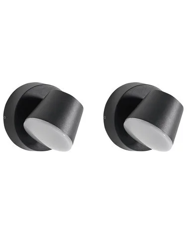Sett med 2 utendørs LED-vegglamper SALAS Svart v:9819590 Sett med 2 utendørs LED-vegglamper SALAS Svart v:9819590