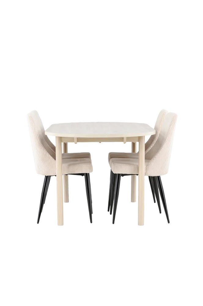 Andy spisebord med Leone spisestol – Beige m v:8067931 Andy spisebord med Leone spisestol – Beige m v:8067931
