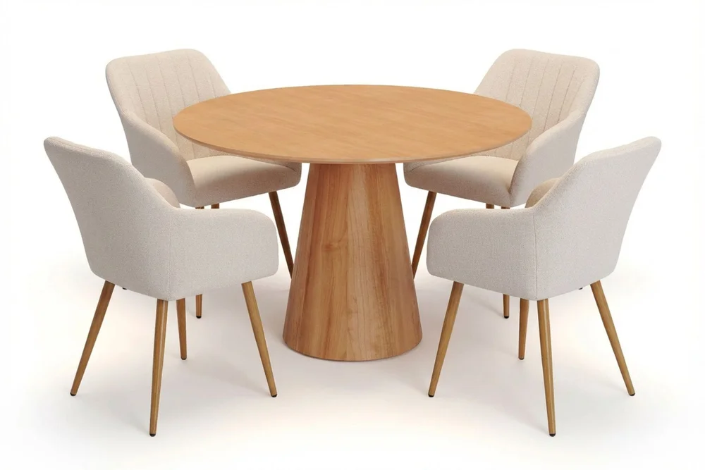 Siena spisegruppe rund 110 cm eik med 4 Filippa spisestoler v:8915269