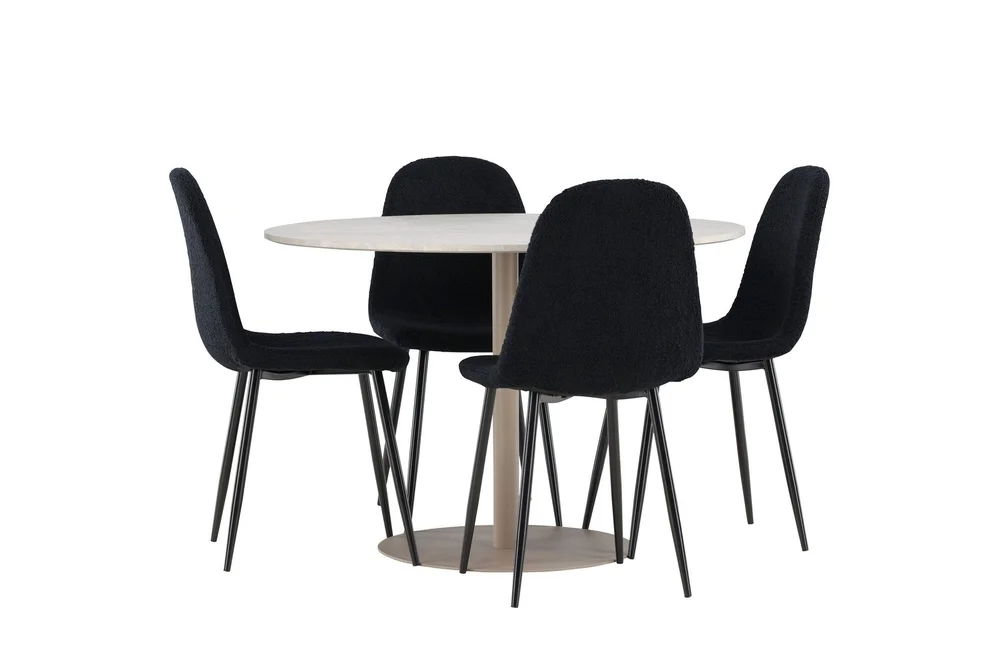 Lycke Spisegruppe 110 cm Rund med 4 Polar stoler v:5283995