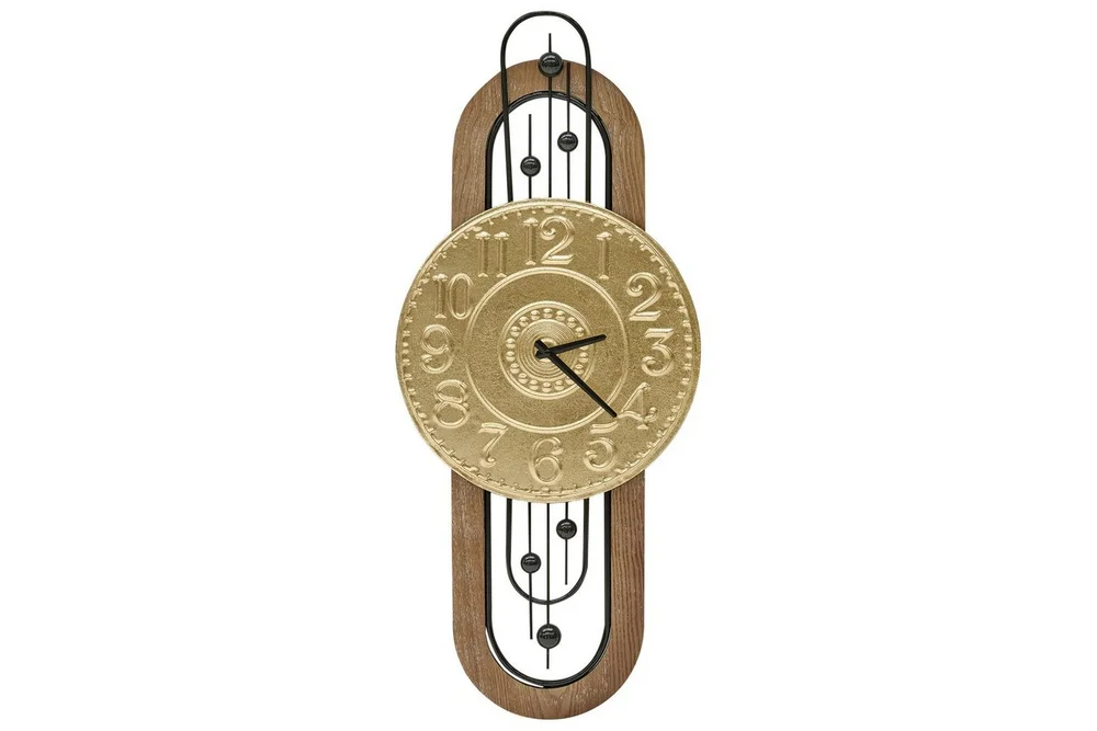 Väggklocka Beliani Nobelium GOLD||Black||Light colored wood v:6478766 Väggklocka Beliani Nobelium GOLD||Black||Light colored wood v:6478766