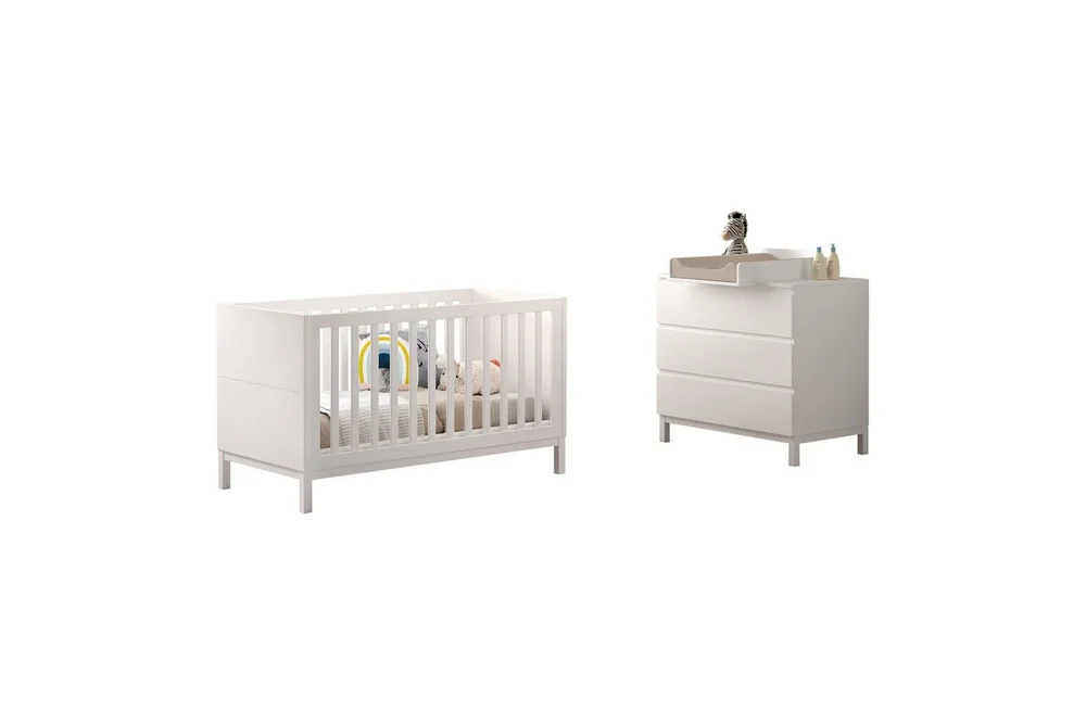 Byrå med skötbord juniorsäng Jaxx Eva Jaxx White v:7427163
