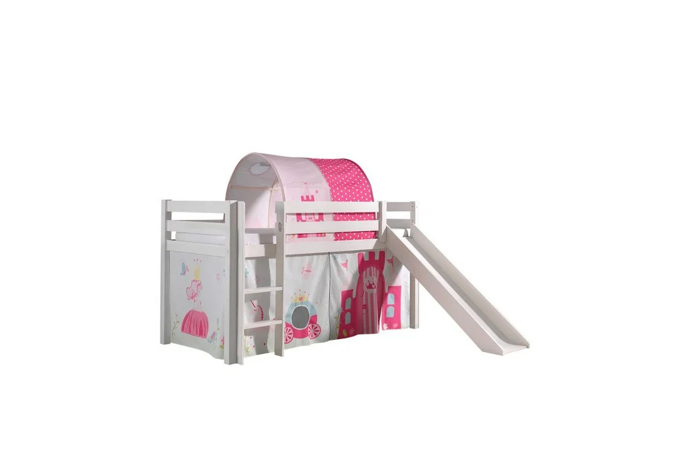 Middelseng med gardin Pino Princess Hvit, Hvit, Med sklie, Prinsesse, Ingen lommer v:3031898