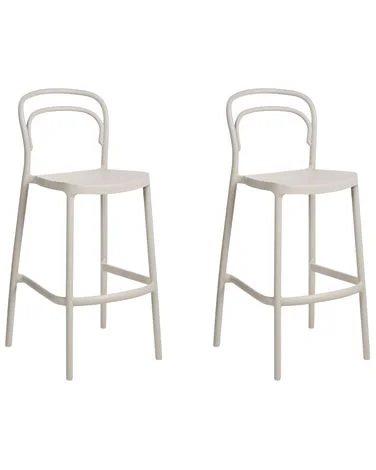 Sett med 2 barstoler til hagen PORANO Beige v:501220 Sett med 2 barstoler til hagen PORANO Beige v:501220