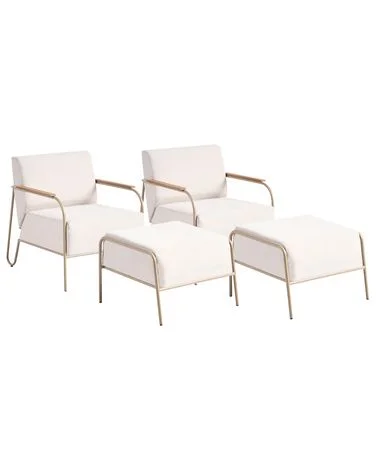 Sett med 2 hagestoler NIMIS med fotskammel Lys beige v:7659021