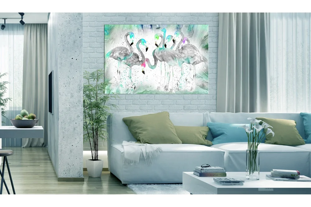 Tavle Turquoise Flamingoes 90X60 v:6260116 Tavle Turquoise Flamingoes 90X60 v:6260116
