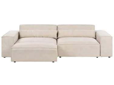 Modulsofa 2-seters HELLNAR med fotskammel Fløyel Lys beige v:4215915 Modulsofa 2-seters HELLNAR med fotskammel Fløyel Lys beige v:4215915