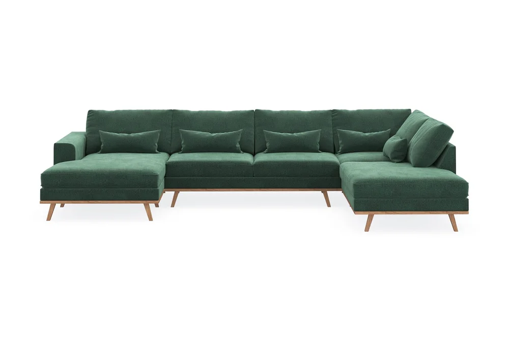 Copenhagen 5-seters Høyrevendt U-formet Sofa med Divan og Sjeselong i Fløyel v:7526688 Copenhagen 5-seters Høyrevendt U-formet Sofa med Divan og Sjeselong i Fløyel v:7526688