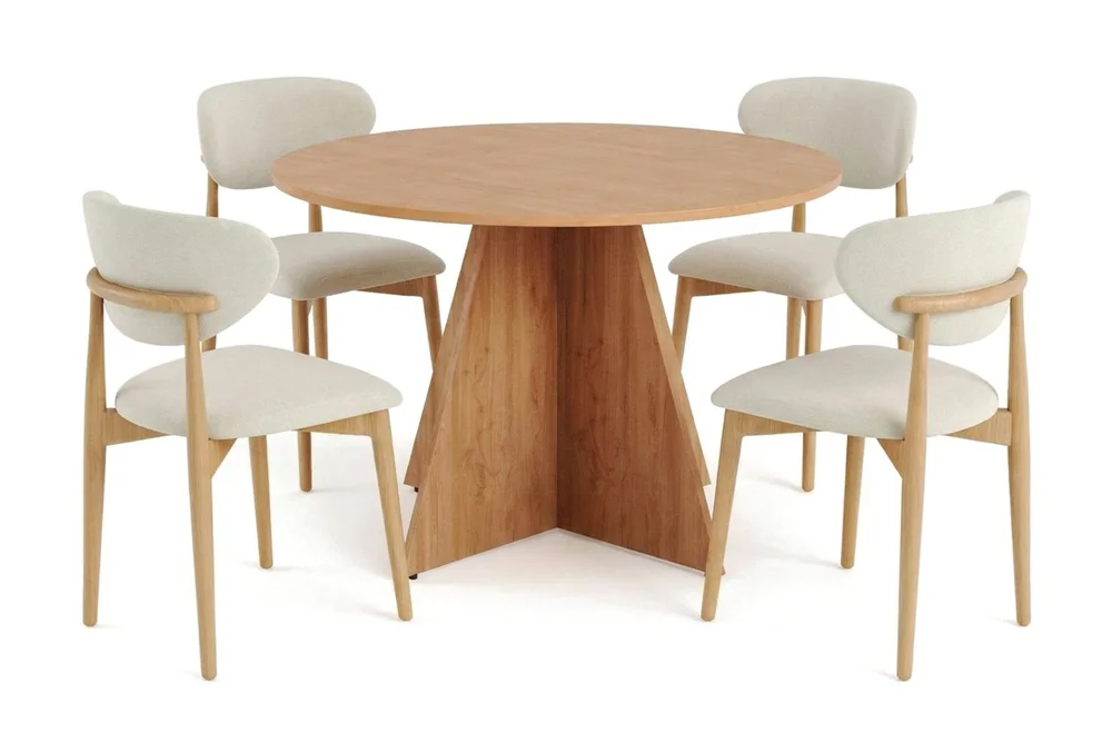 Vera spisegruppe rund 110 cm eik med 4 Molly spisestoler v:8182865