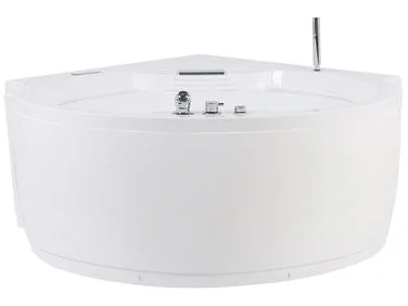 Hjørneboblebad med LED MILANO 181 x 150 cm Med innebygd Bluetooth-høyttaler Hvit v:4125459