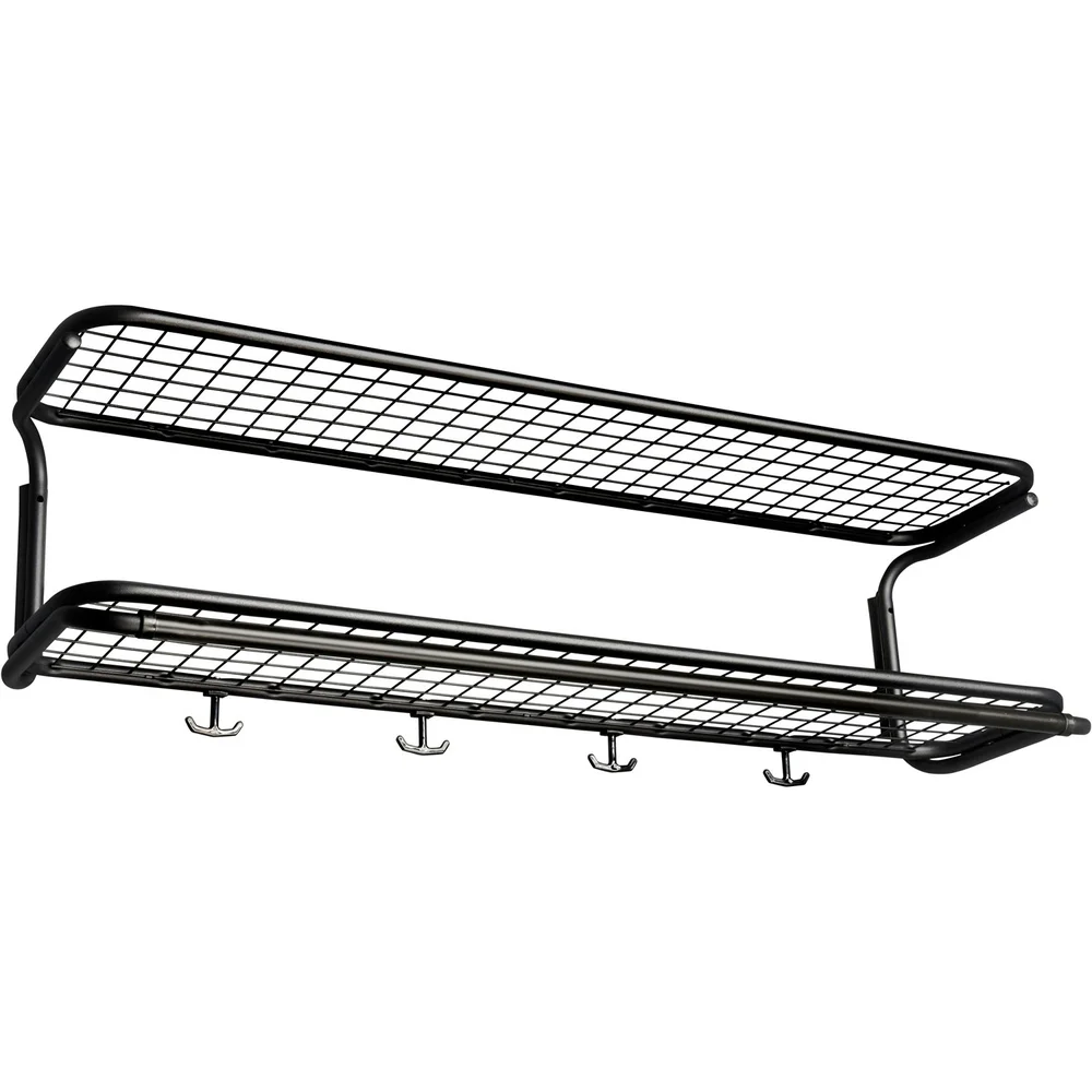 Classic 650 Hattehylle Dobbel Sort 80 cm, 3 Kroker v:7811417 Classic 650 Hattehylle Dobbel Sort 80 cm, 3 Kroker v:7811417