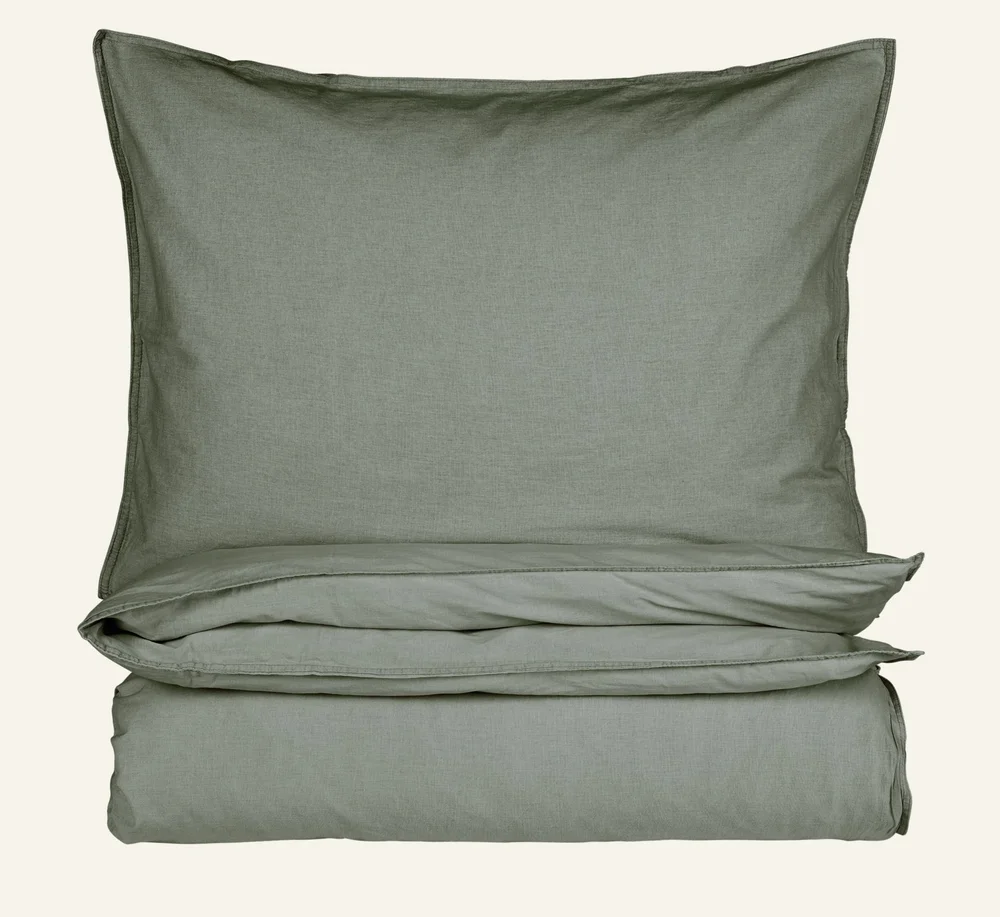 Bomull sengesett r olivengrønn – 200×220 cm v:9384680