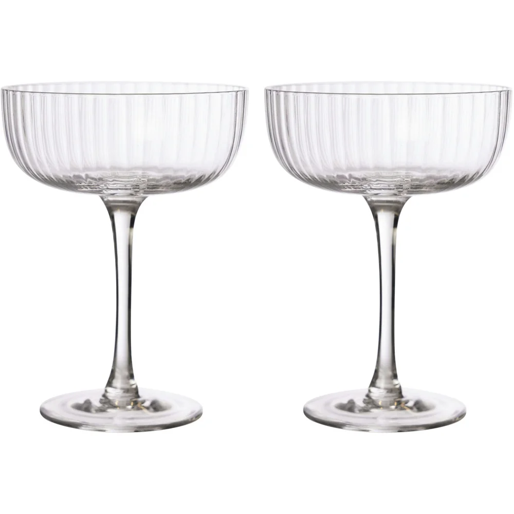 Glass Med Fot Riflet 20 cl 2-pk, Klar v:2181711 Glass Med Fot Riflet 20 cl 2-pk, Klar v:2181711