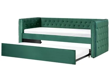 Uttrekksseng Fløyel GASSIN 90 x 200 cm Smaragdgrønn v:8271536