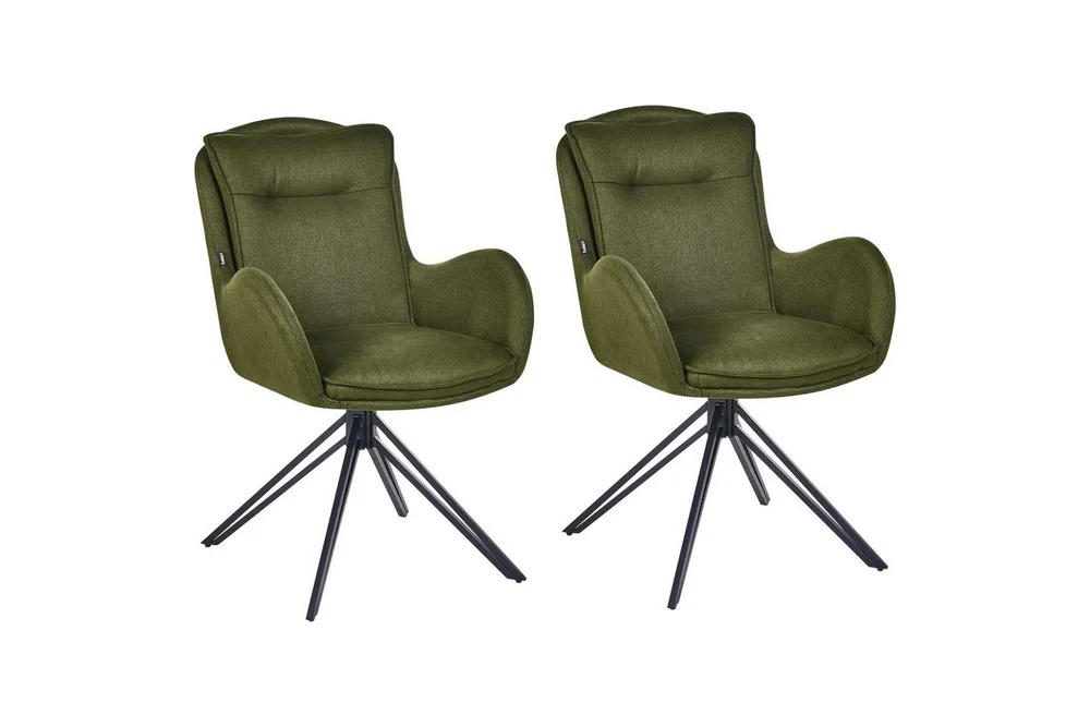 Matsalsstol Beliani Avelar set om 2 Beige-Svart Dark green v:8785842