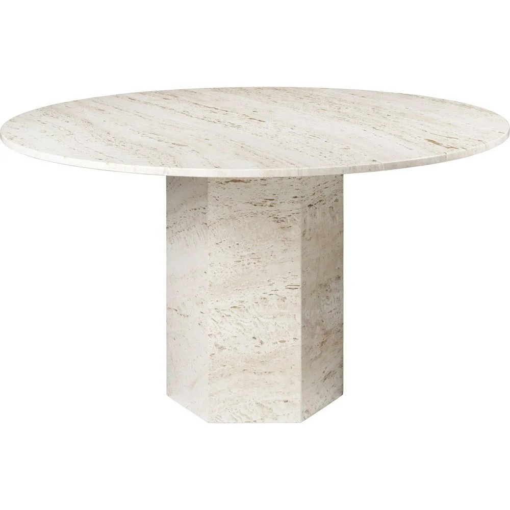 Epic Spisebord Rund Ø 130 cm, White Travertine v:555822