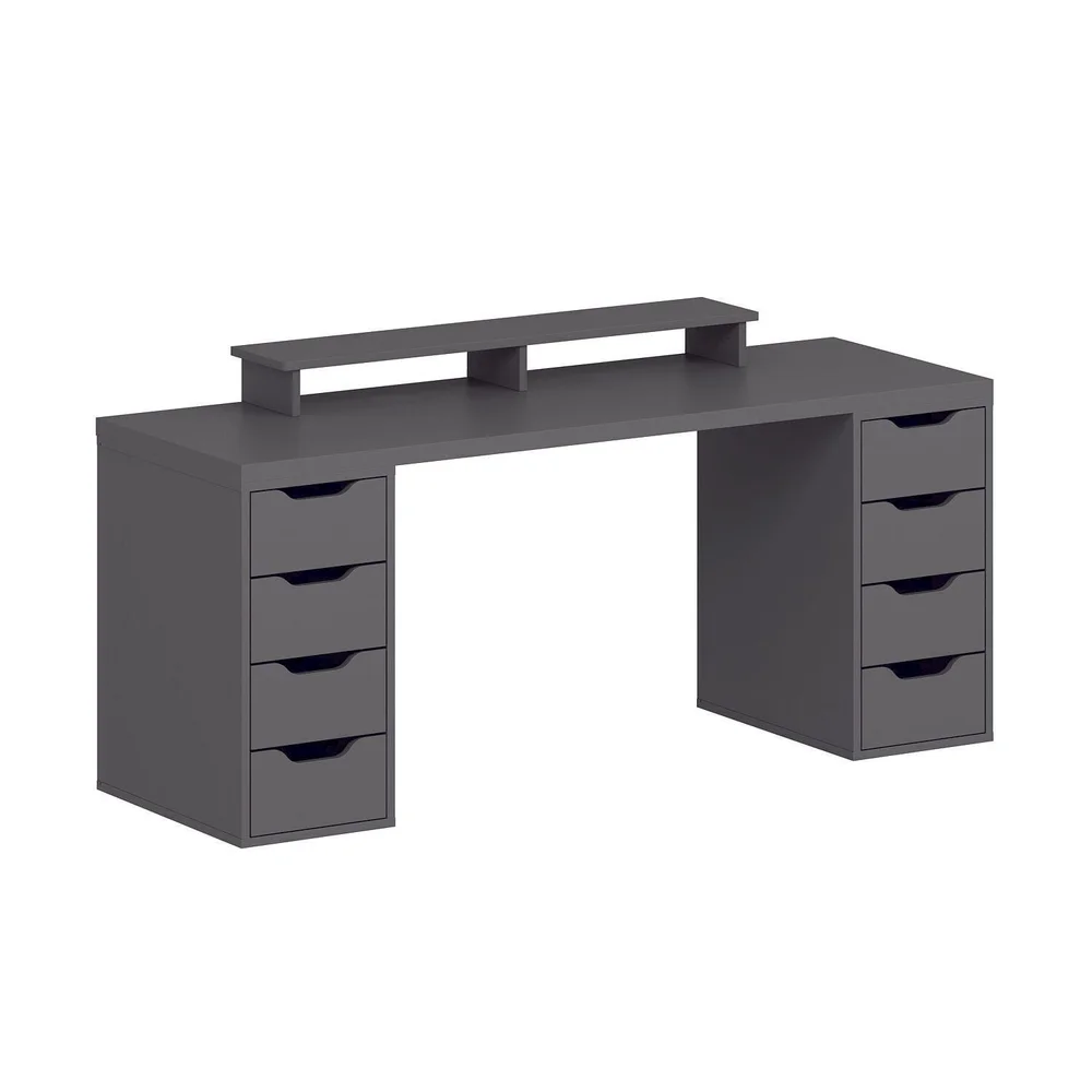 Skrivebord Kalune Design Alen 180 cm (180 x 75 x 60 cm) Antrasitt 8 skuffer v:9321521
