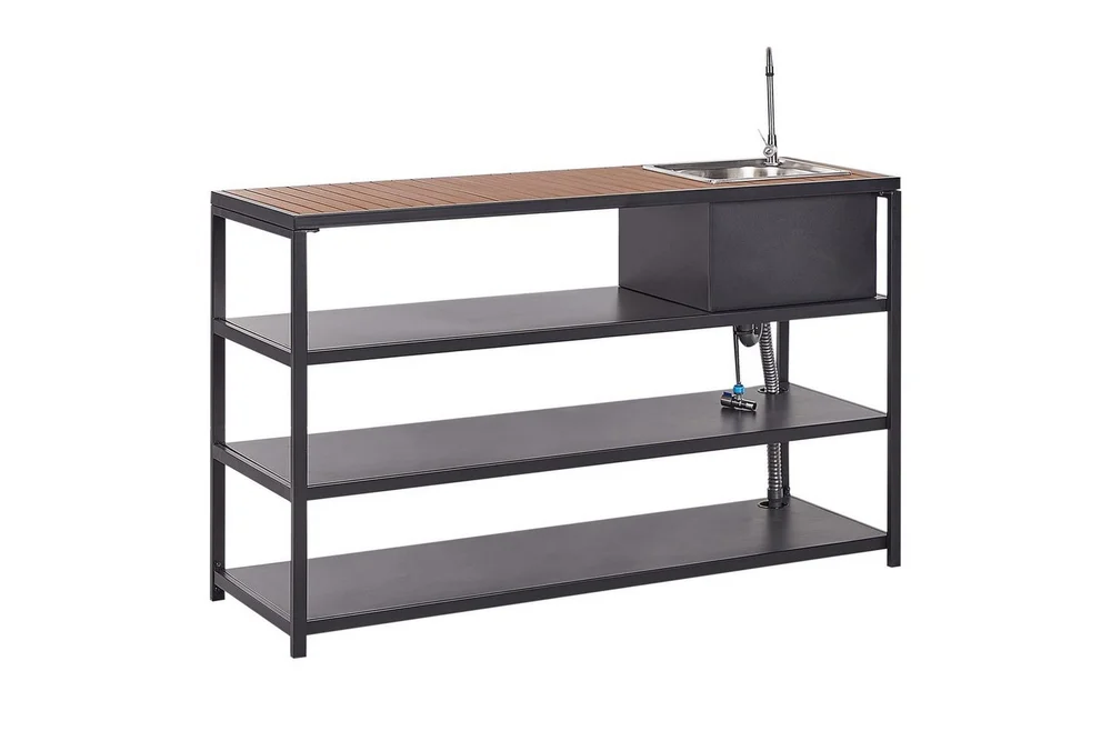 Trädgårdskök Beliani Avetrana 159x50x116 cm Black||Light wood v:3391614 Trädgårdskök Beliani Avetrana 159x50x116 cm Black||Light wood v:3391614