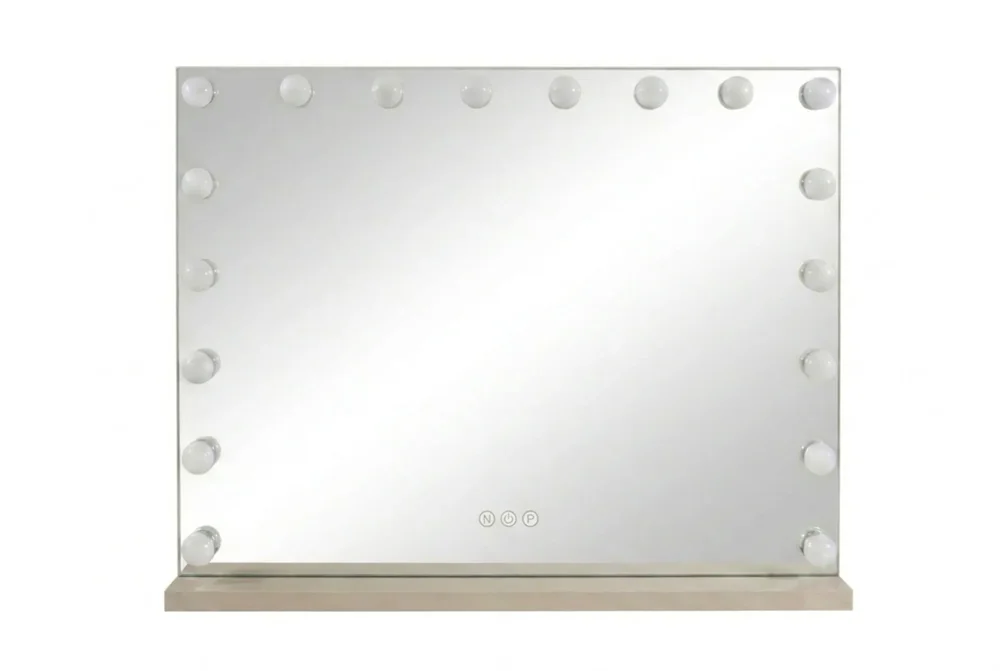 Glow Stort sminkespeil 80 cm med belysning og lamper – Hollywood-speil med USB-lading v:8297253