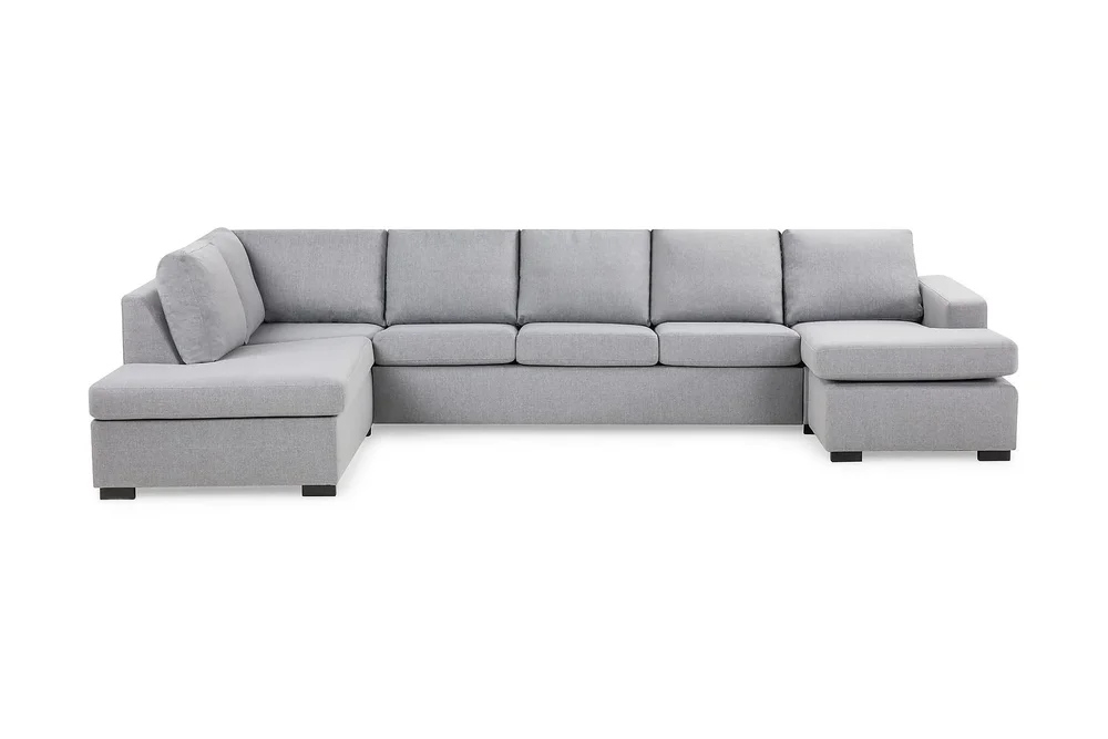 Crazy 5-seters Venstrevendt U-formet X-Large Sofa med Divan og Sjeselong i Stoff v:8725907
