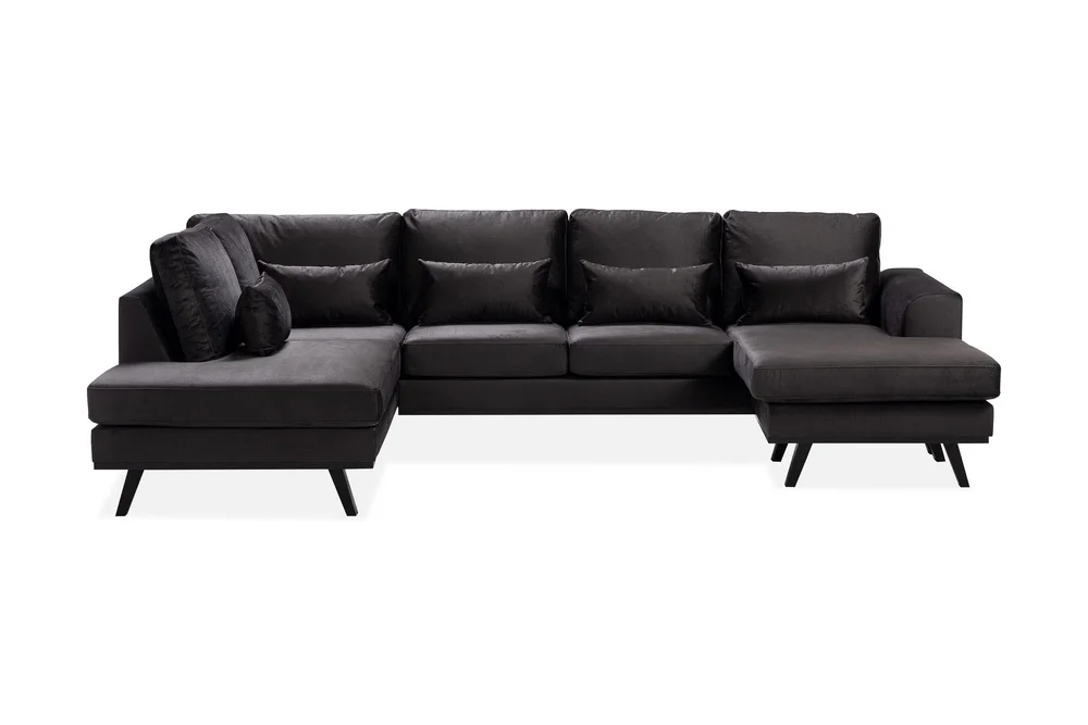 Copenhagen Compact 4-seters Venstrevendt U-formet Large Sofa med Divan og Sjeselong i Fløyel v:1508098