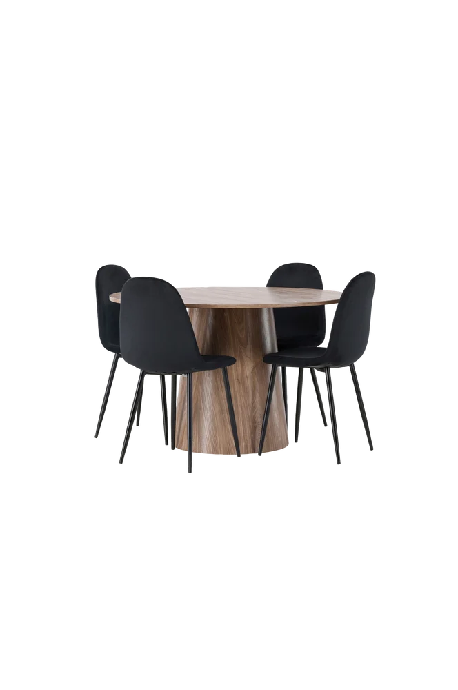 Spisegruppe Lanzo med 4 stk stoler Polar - Brun m v:4411534