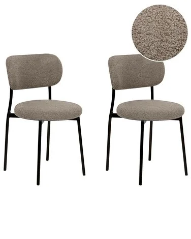 Sett med 2 spisestoler CASEY Bouclé Gråbrun v:3051524