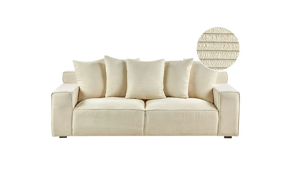 3-sitssoffa Beliani Viskan Beige, Manchestertyg Beige v:5461962 3-sitssoffa Beliani Viskan Beige, Manchestertyg Beige v:5461962
