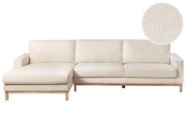 Hjørnesofa 4-seters SIGGARD Bouclé Hvit Høyrevendt v:1444662