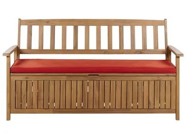 Hagebenk med pute SOVANA 160 cm Med oppbevaring Akasietre Rød v:8562131