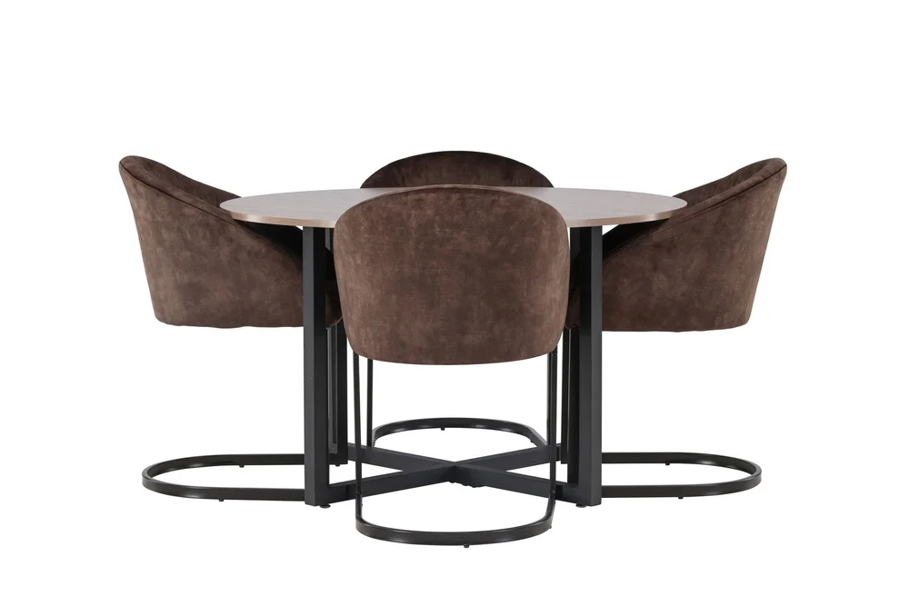 Spisegruppe Venture Home Silar spisegruppe 120 cm rund med 4 Evening-stoler Valnøtt v:2263773