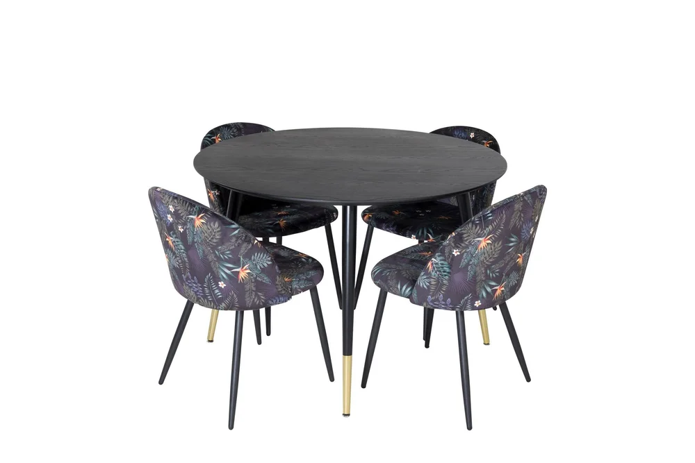 Dipp Spisegruppe 115 cm Rund med 4 Velvet Stoler v:5451283 Dipp Spisegruppe 115 cm Rund med 4 Velvet Stoler v:5451283