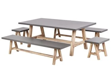 Spisegruppe til uteplassen med benker 8-seters TONNARE Betong Grå v:9871692