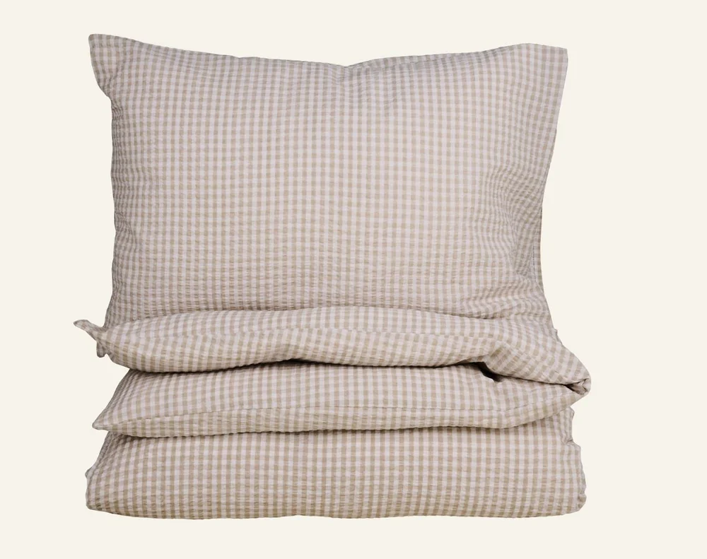 Krepp sengesett sand - 140x220 cm v:1773574